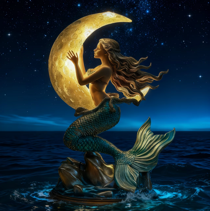 Mermaid and Crescent Moon USB Night Lamp, view 5