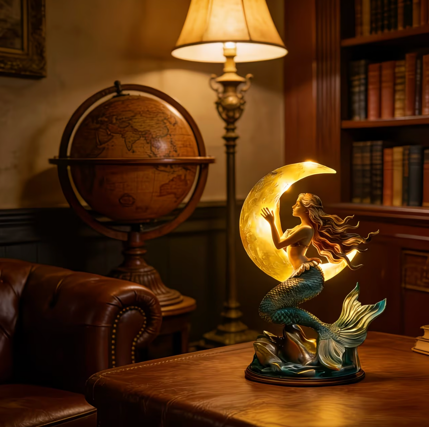 Mermaid and Crescent Moon USB Night Lamp, view 6