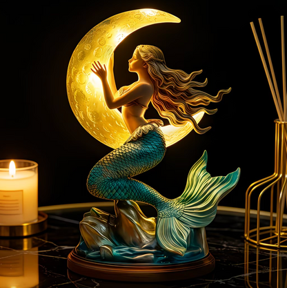 Mermaid and Crescent Moon USB Night Lamp, view 3