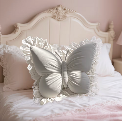 Butterfly Shaped Pillow with Lace Trimmed Wings, view 9