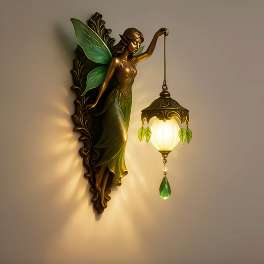 Fairy Wall Sconce with Lantern, Battery Powered Resin