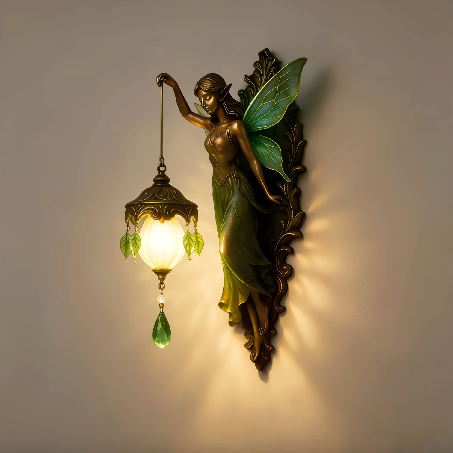 Fairy Wall Sconce with Lantern, Battery Powered Resin, view 12