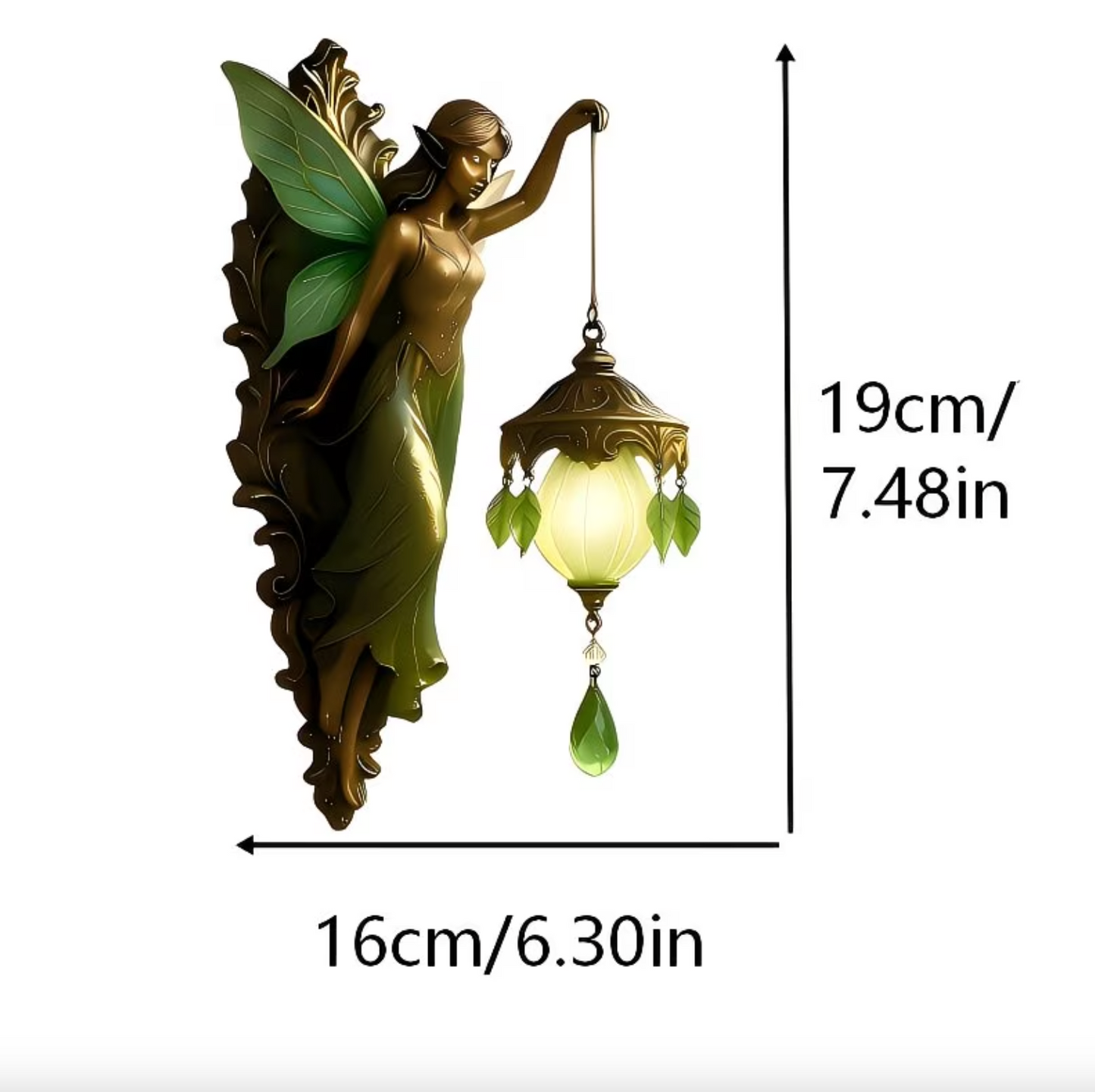 Fairy Wall Sconce with Lantern, Battery Powered Resin, view 20