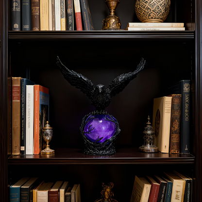 Gothic Raven Orb Accent Lamp in Black Resin, view 8