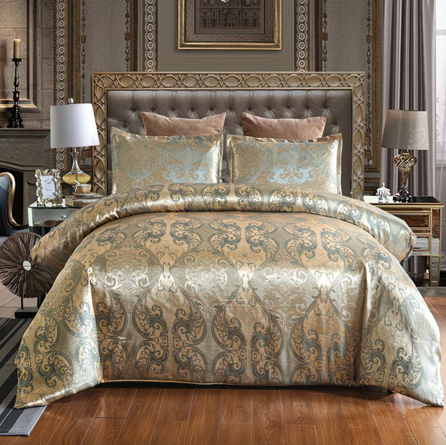 Woven Damask Jacquard Bedding Set, Twin to King