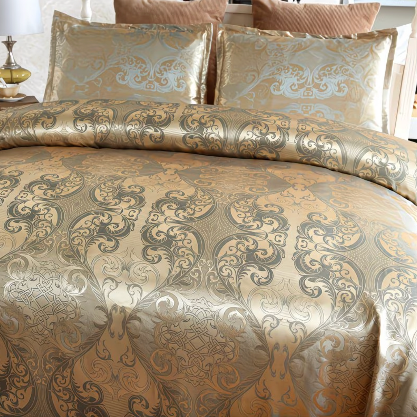 Woven Damask Jacquard Bedding Set, Twin to King, view 2