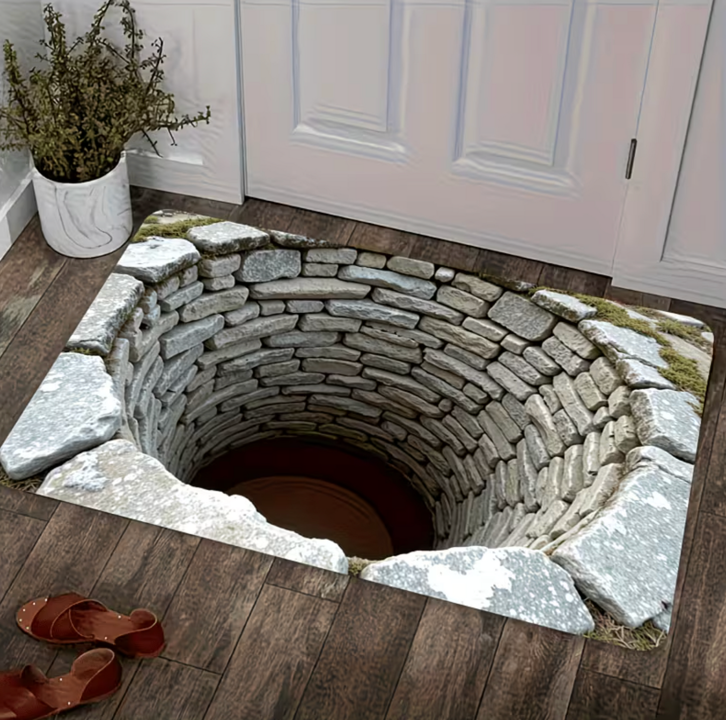 3D Stone Pit Optical Illusion Floor Mat, view 4