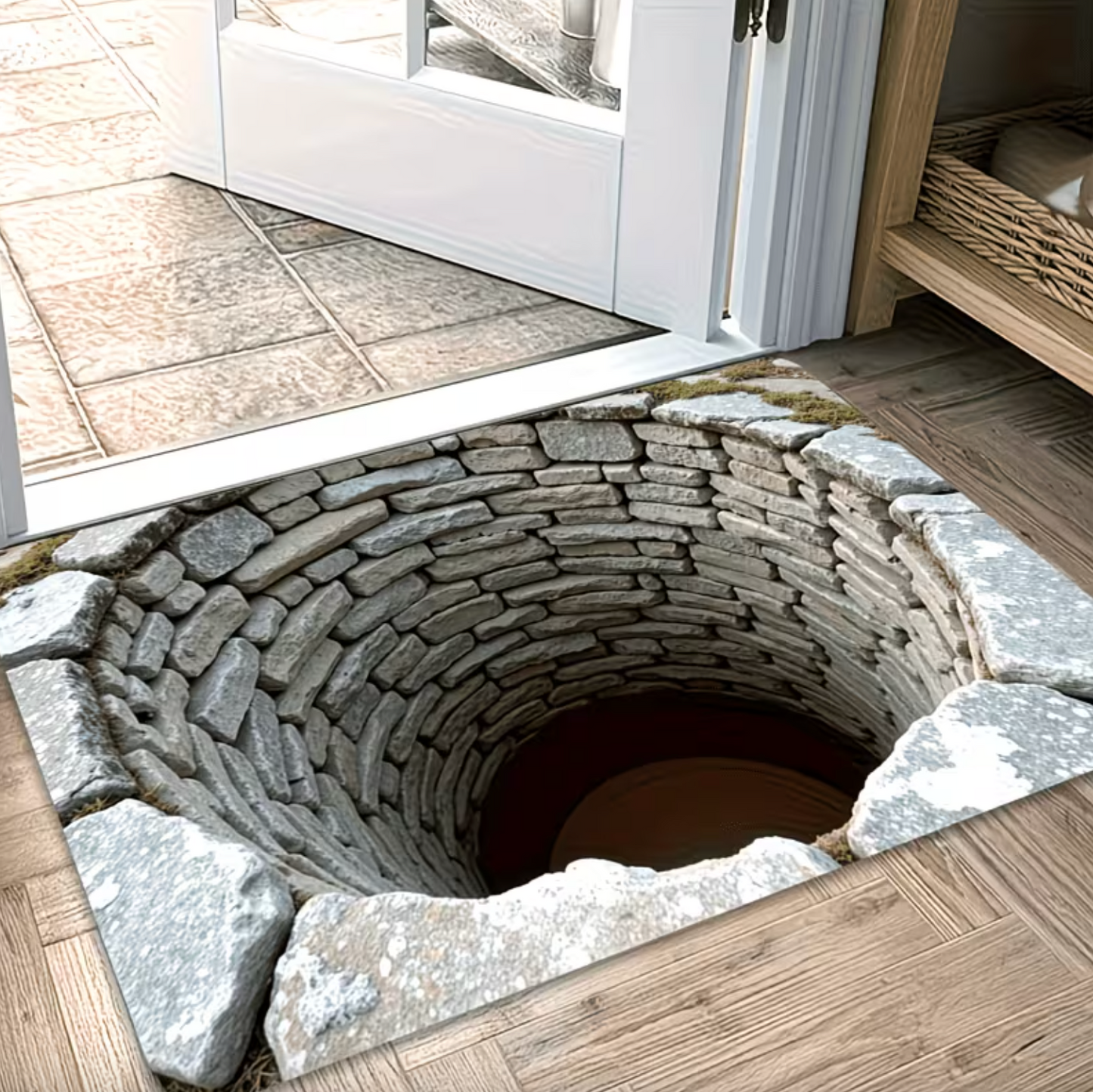 3D Stone Pit Optical Illusion Floor Mat, view 7