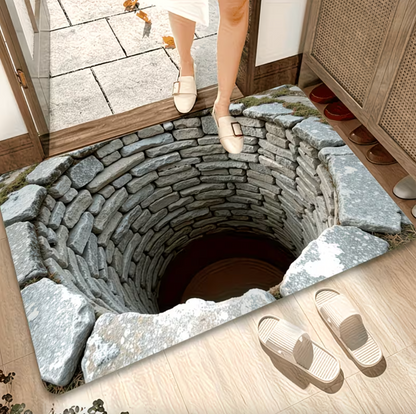 3D Stone Pit Optical Illusion Floor Mat