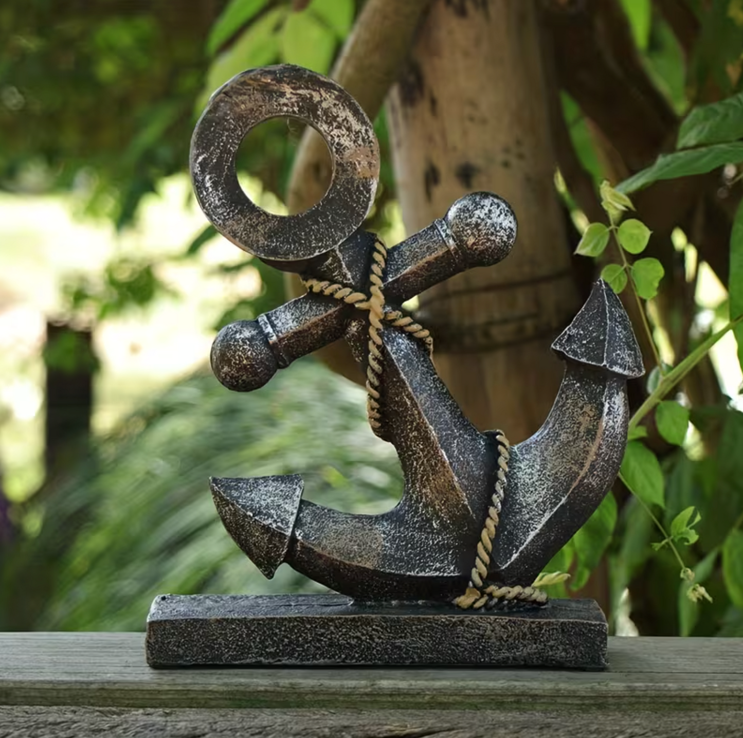 Nautical Anchor Ornament in Resin, Stone Finish, view 6