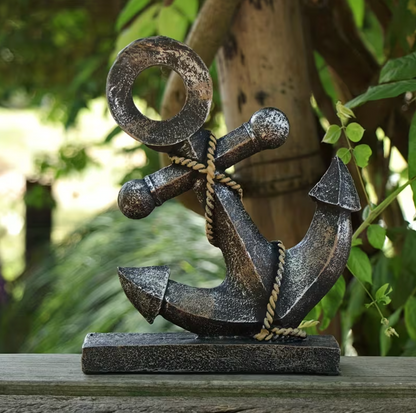 Nautical Anchor Ornament in Resin, Stone Finish, view 6