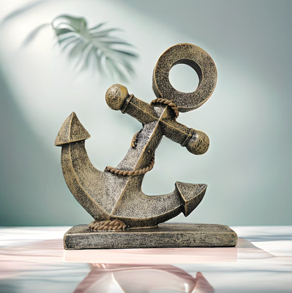 Nautical Anchor Ornament in Resin, Stone Finish