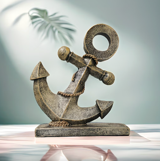Nautical Anchor Ornament in Resin, Stone Finish