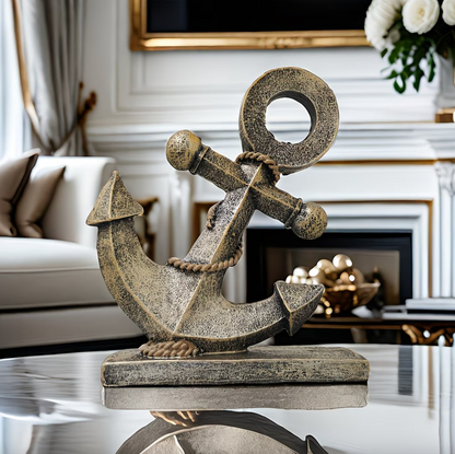 Nautical Anchor Ornament in Resin, Stone Finish, view 5