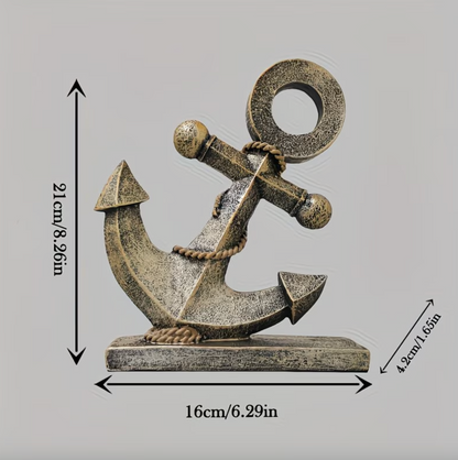 Nautical Anchor Ornament in Resin, Stone Finish, view 11