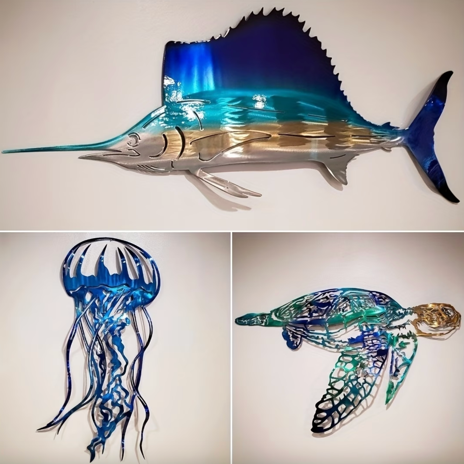 Metal Marine Life Wall Art, Four Ocean Designs, view 8
