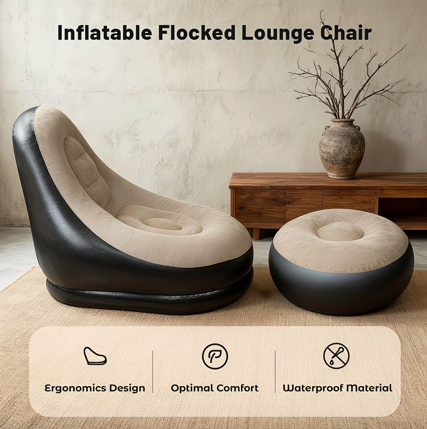 Inflatable Lounge Chair and Footstool Set, view 2