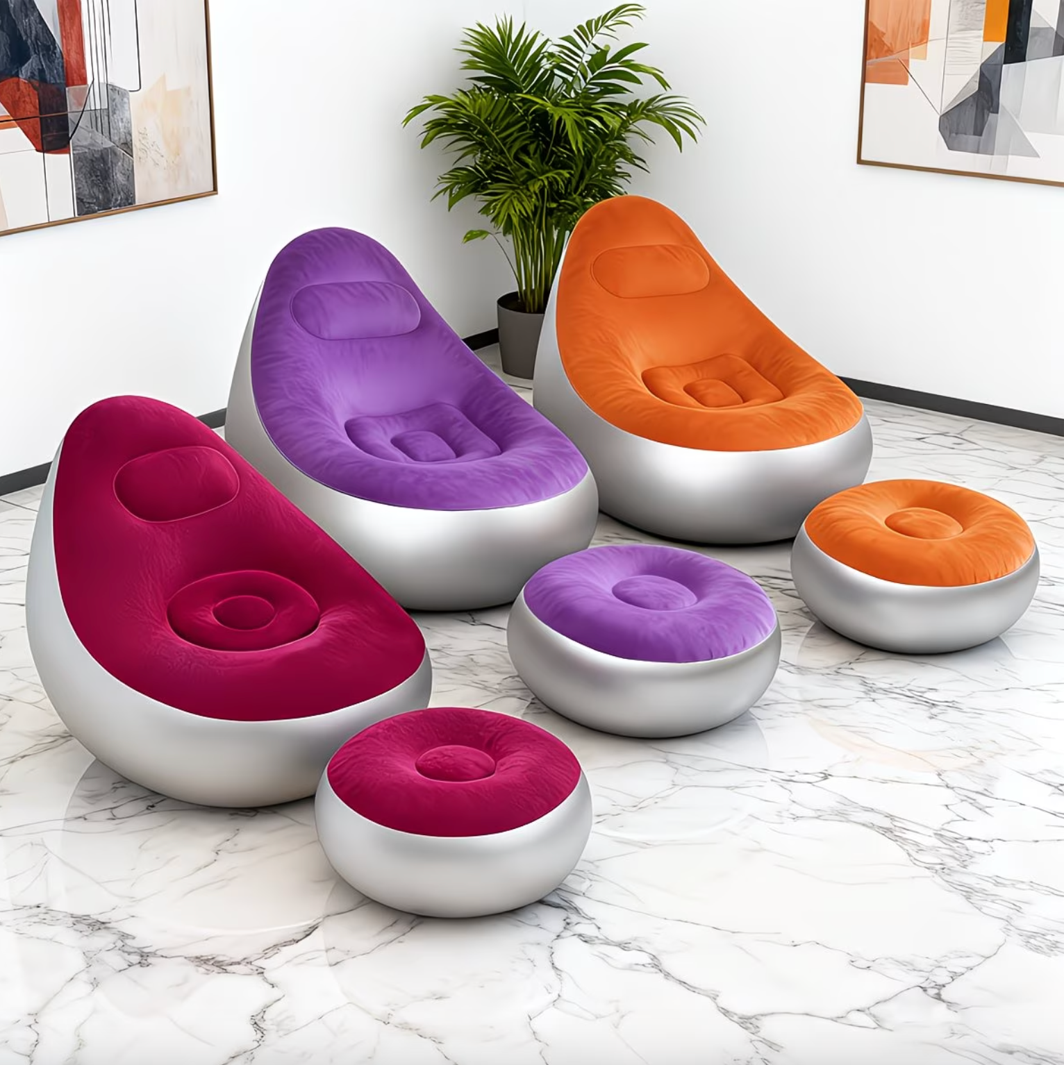 Inflatable Lounge Chair and Footstool Set, view 14