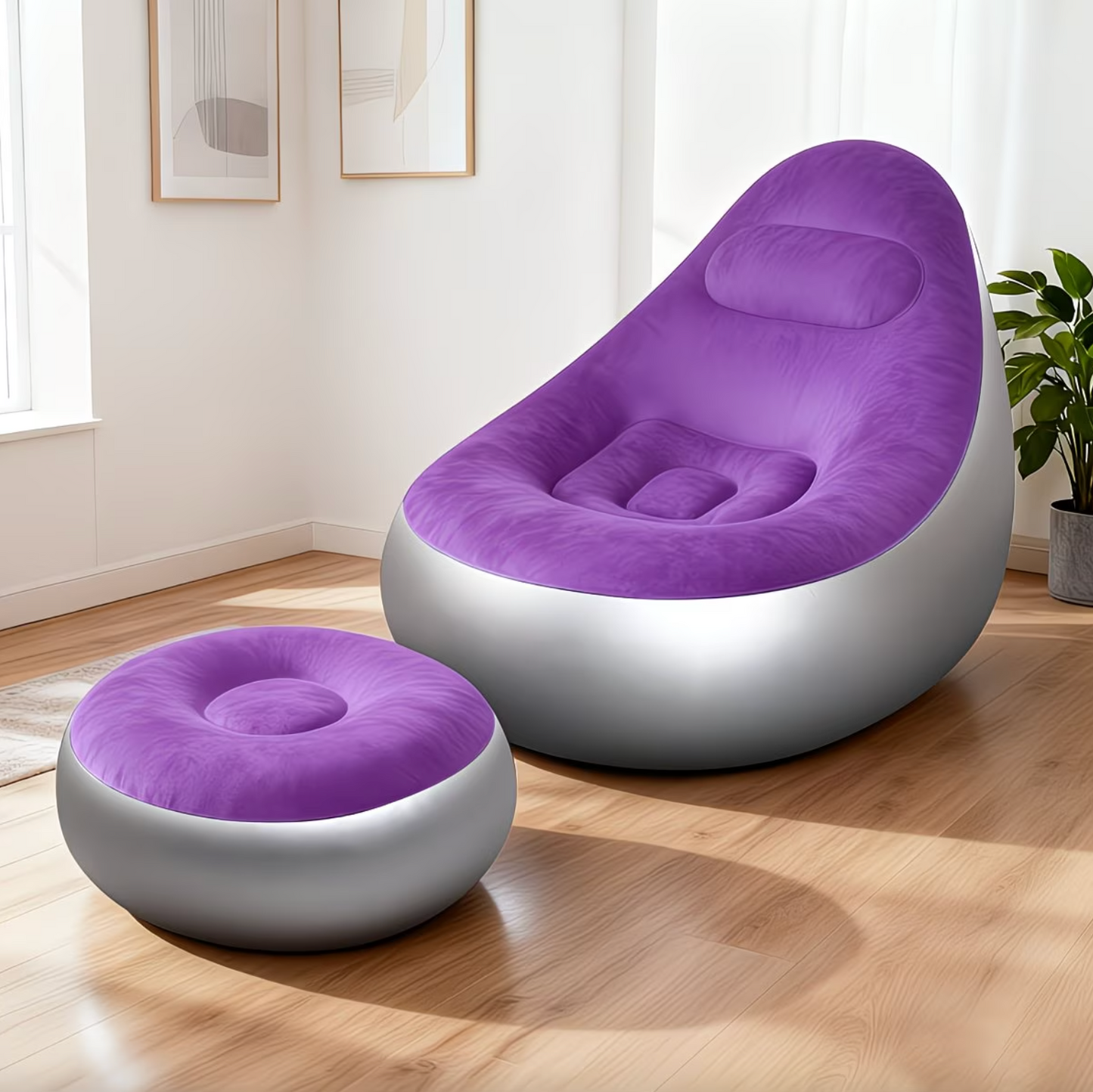 Inflatable Lounge Chair and Footstool Set, view 7
