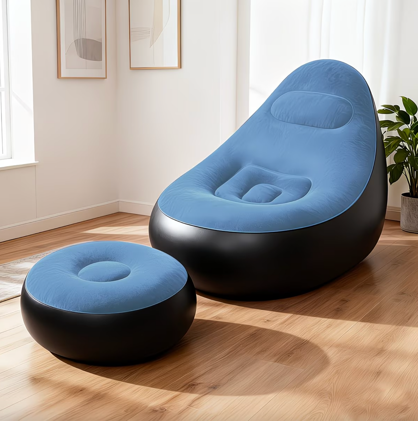 Inflatable Lounge Chair and Footstool Set, view 15