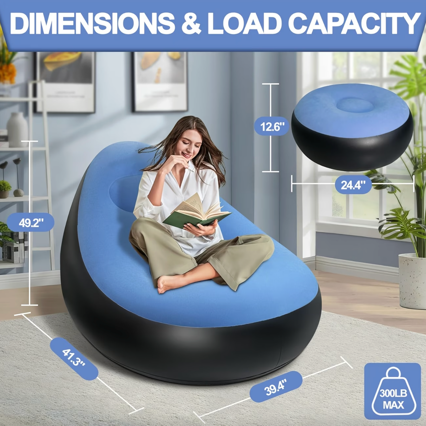 Inflatable Lounge Chair and Footstool Set, view 6