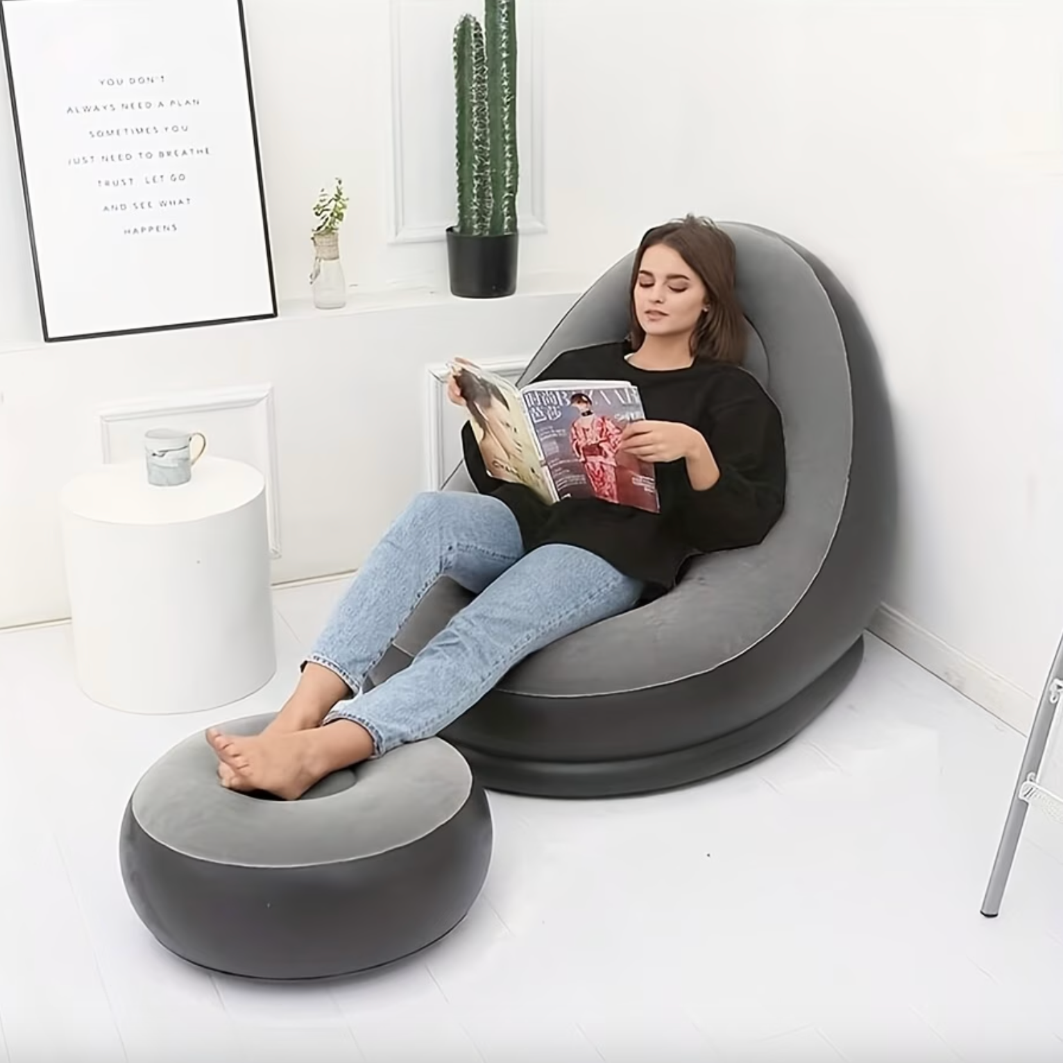 Inflatable Lounge Chair and Footstool Set, view 10