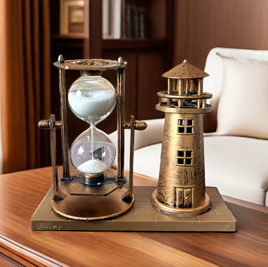 Lighthouse Hourglass Sand Timer with Bronze Finish