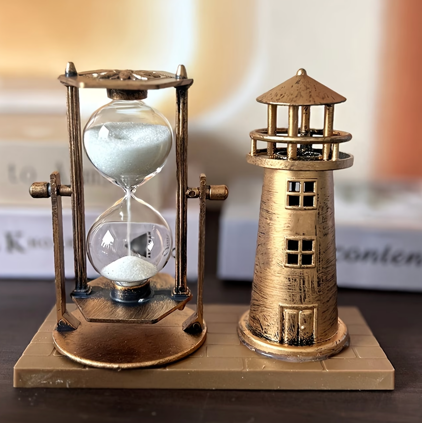 Lighthouse Hourglass Sand Timer with Bronze Finish, view 4