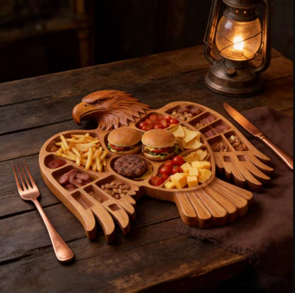Eagle Shaped Wooden Charcuterie Board with Compartments, view 4