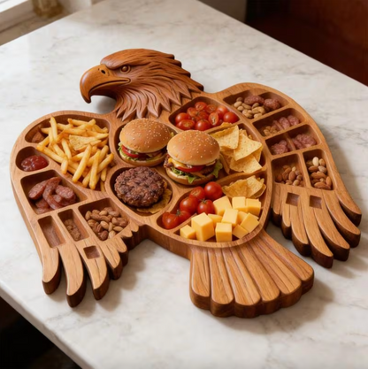 Eagle Shaped Wooden Charcuterie Board with Compartments