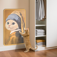 Adhesive Cat Scratching Board with Art Print