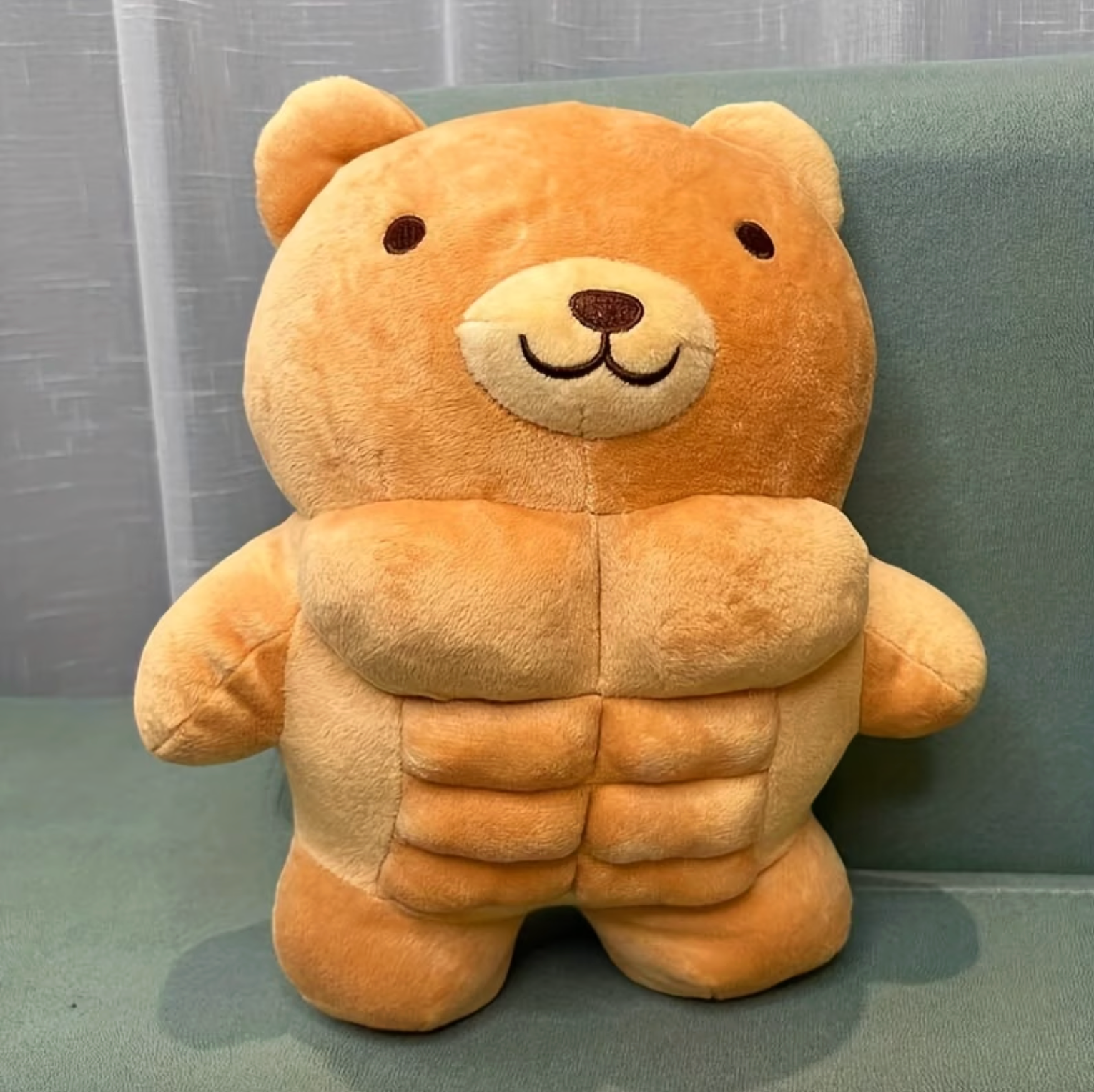 Muscular Teddy Plush with Sculpted Six Pack