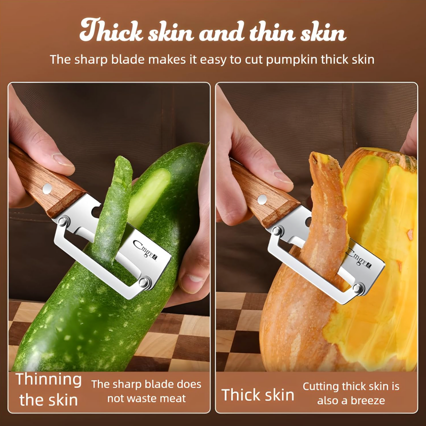 Wide Blade Vegetable Peeler with Wooden Handle, view 4