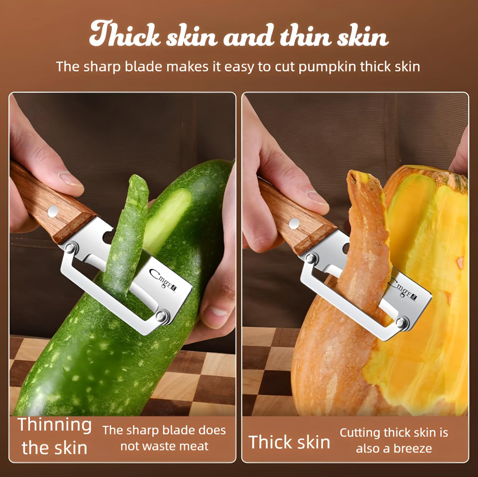 Wide Blade Vegetable Peeler with Wooden Handle, view 4
