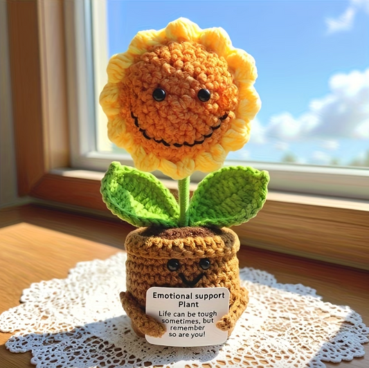 Handmade Crochet Sunflower Emotional Support Plant