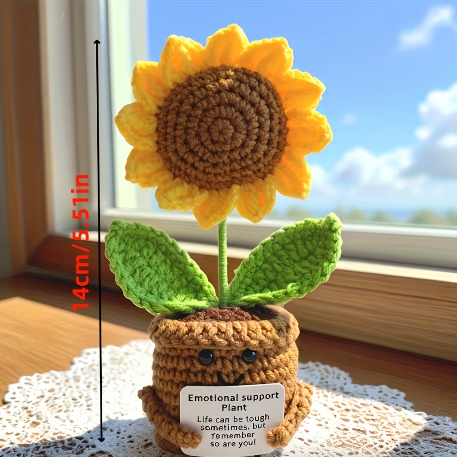 Handmade Crochet Sunflower Emotional Support Plant, view 4