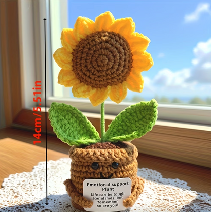 Handmade Crochet Sunflower Emotional Support Plant, view 4