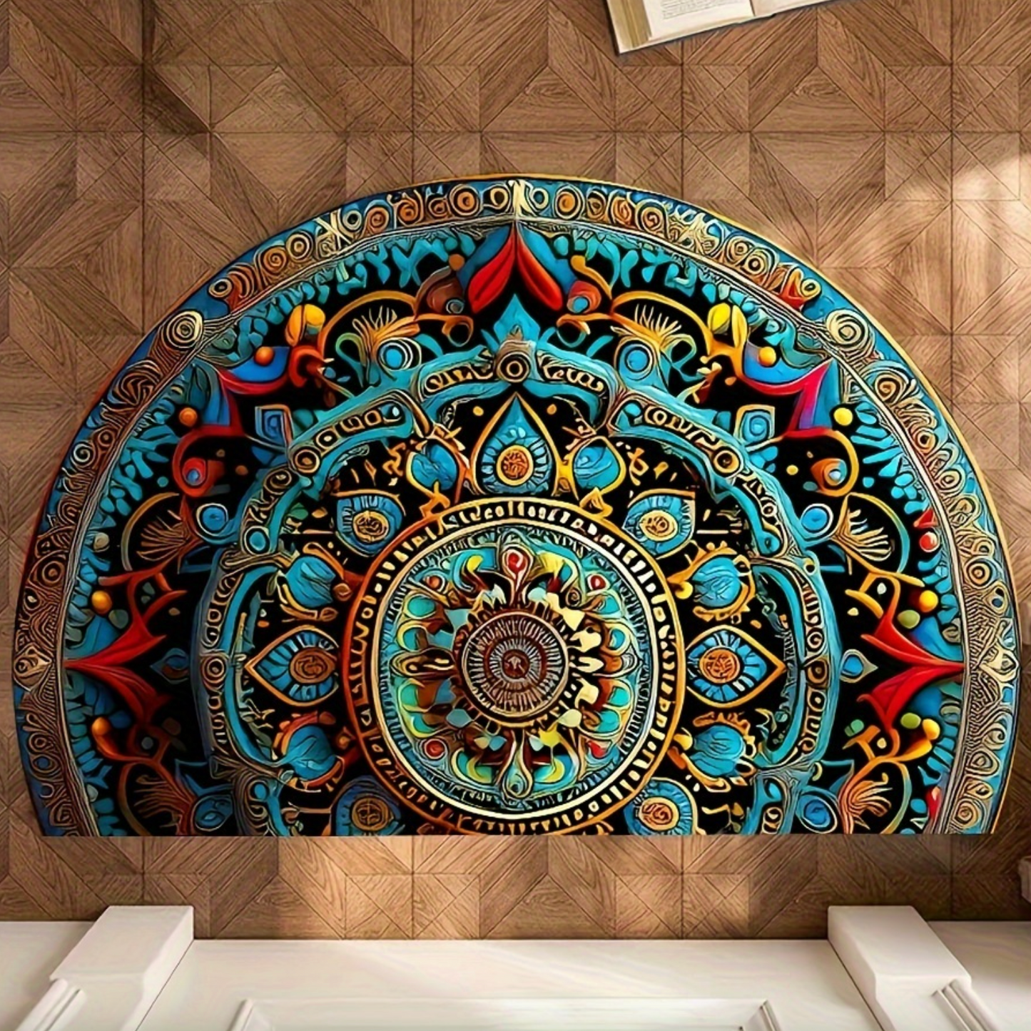 Half Round Mandala Entry Mat, Non Slip Backing