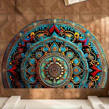 Half Round Mandala Entry Mat, Non Slip Backing