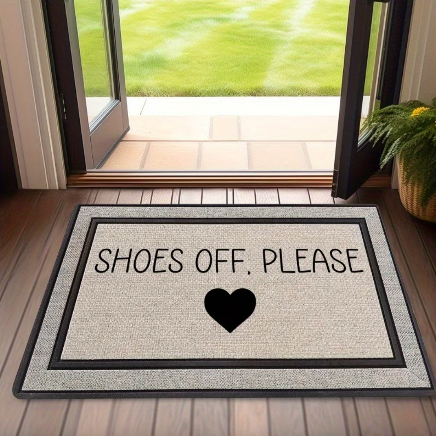 Shoes Off Please Doormat with Heart, Two Sizes