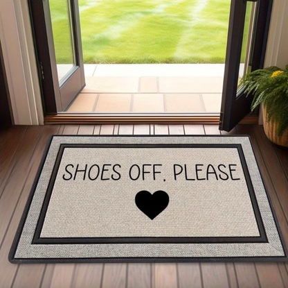 Shoes Off Please Doormat with Heart, Two Sizes
