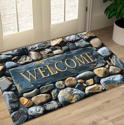 River Stone Print Welcome Mat, Two Sizes