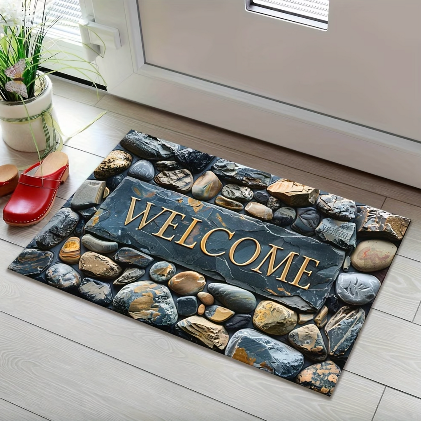 River Stone Print Welcome Mat, Two Sizes, view 3