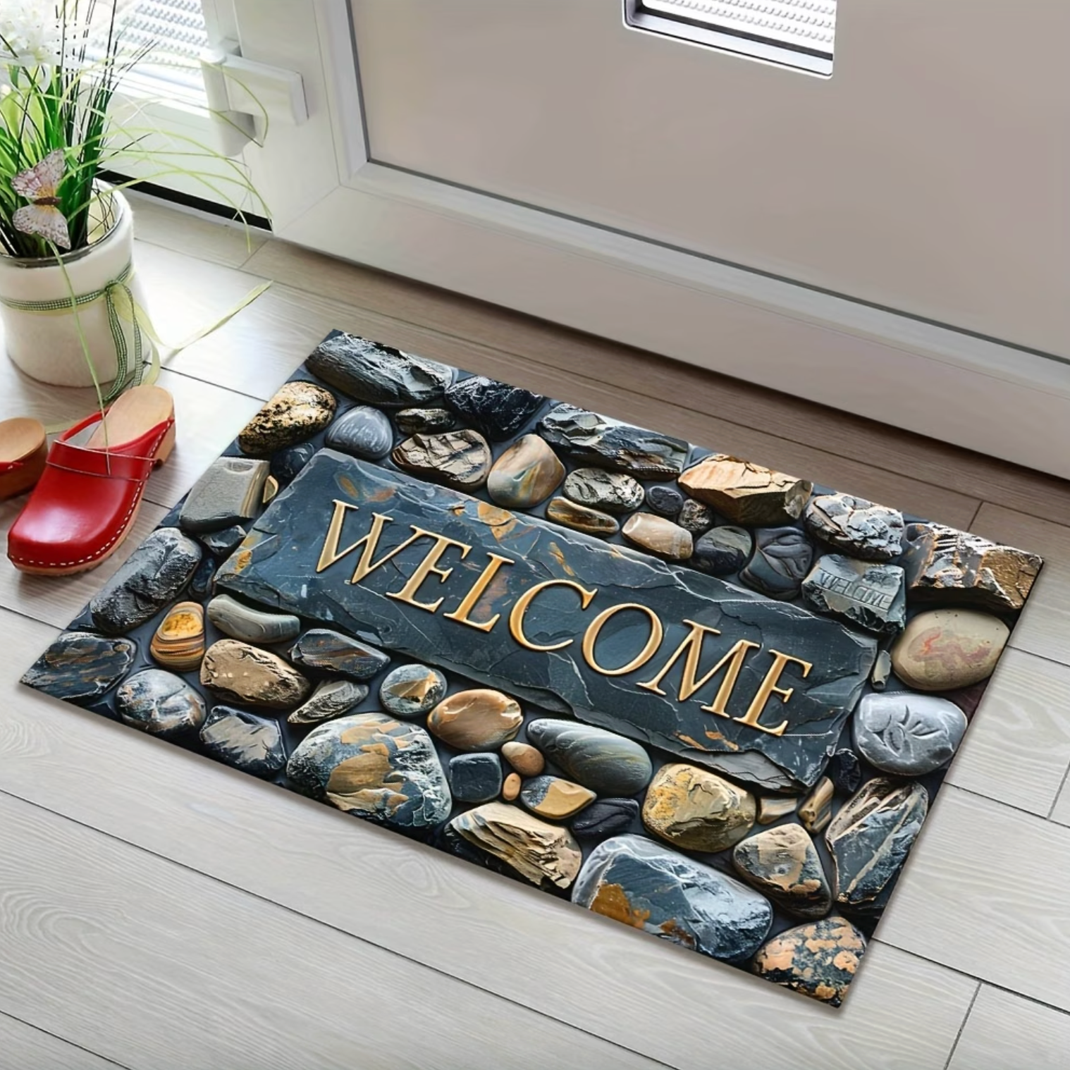 River Stone Print Welcome Mat, Two Sizes, view 3
