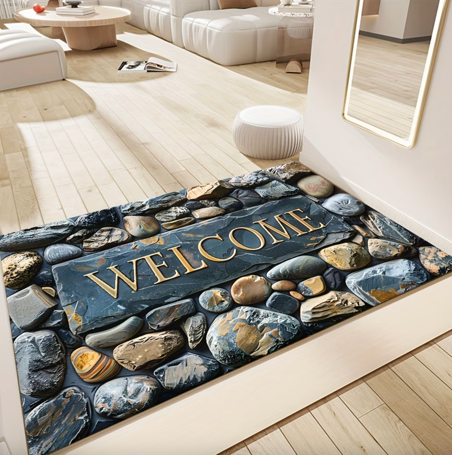 River Stone Print Welcome Mat, Two Sizes, view 5