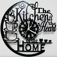 Black Cut-Out Kitchen Wall Clock, Vinyl Record Style