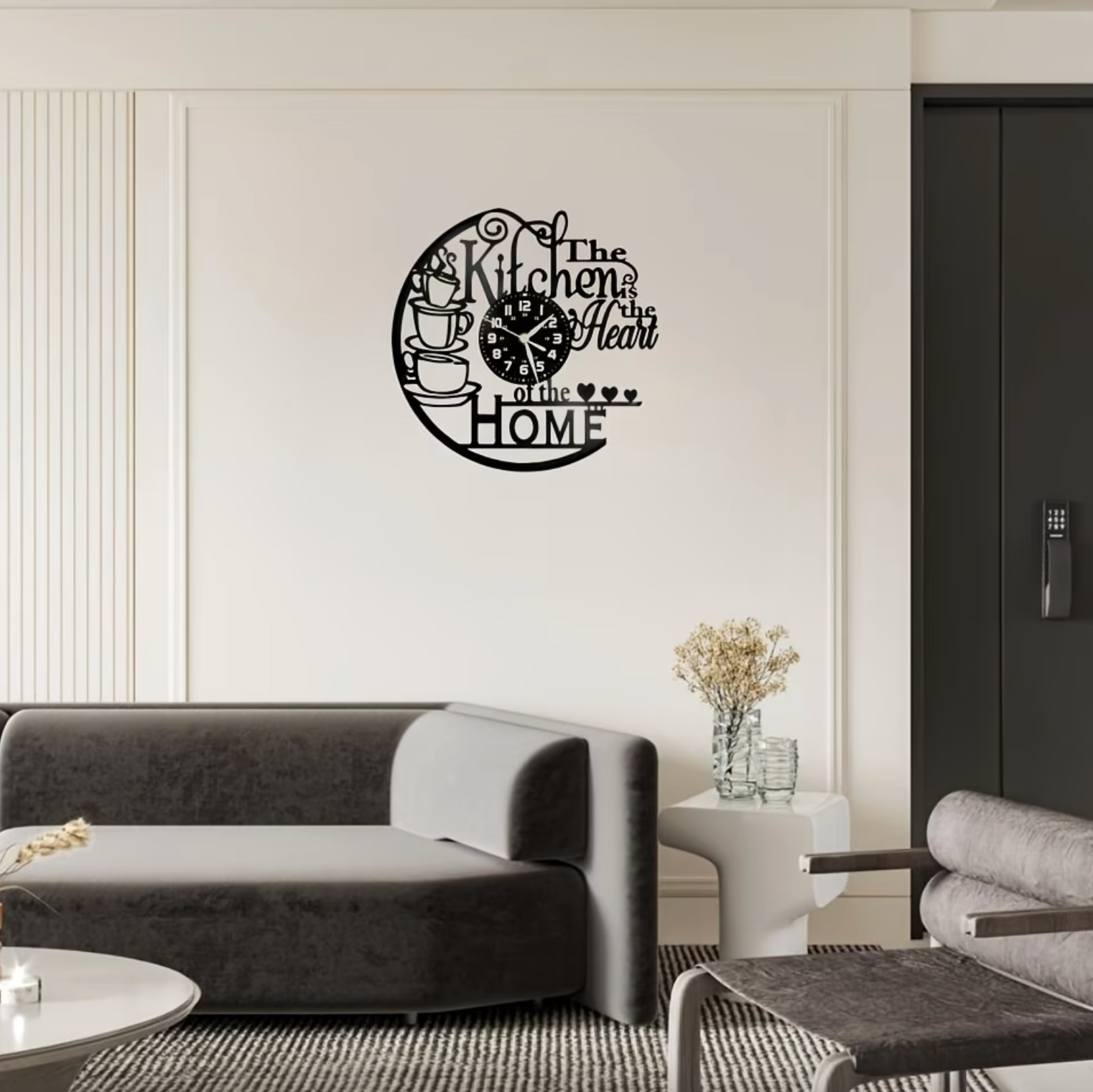 Black Cut-Out Kitchen Wall Clock, Vinyl Record Style, view 5