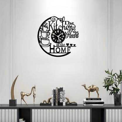 Black Cut-Out Kitchen Wall Clock, Vinyl Record Style, view 3