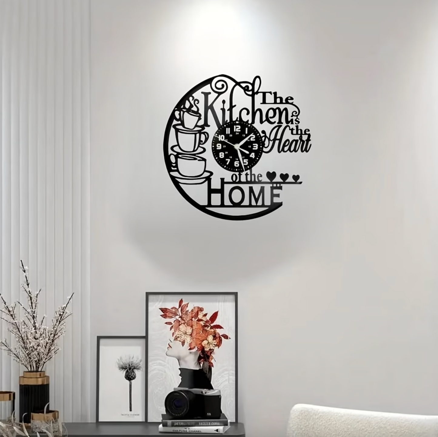 Black Cut-Out Kitchen Wall Clock, Vinyl Record Style, view 4