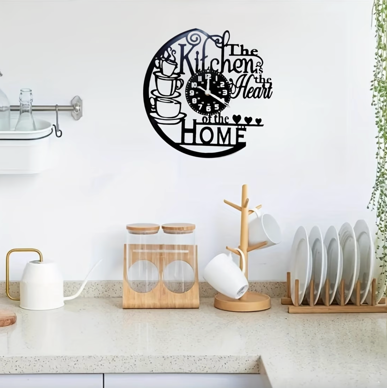 Black Cut-Out Kitchen Wall Clock, Vinyl Record Style, view 2